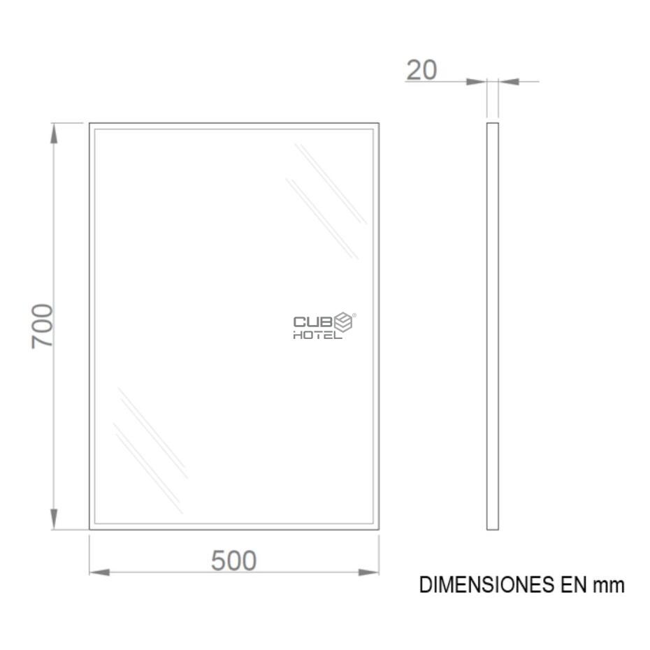 Espelho C/ Moldura Inox 700X500Mm